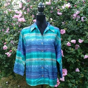 Chico's Design Silk Ombre L/S Shirt Sz 2
